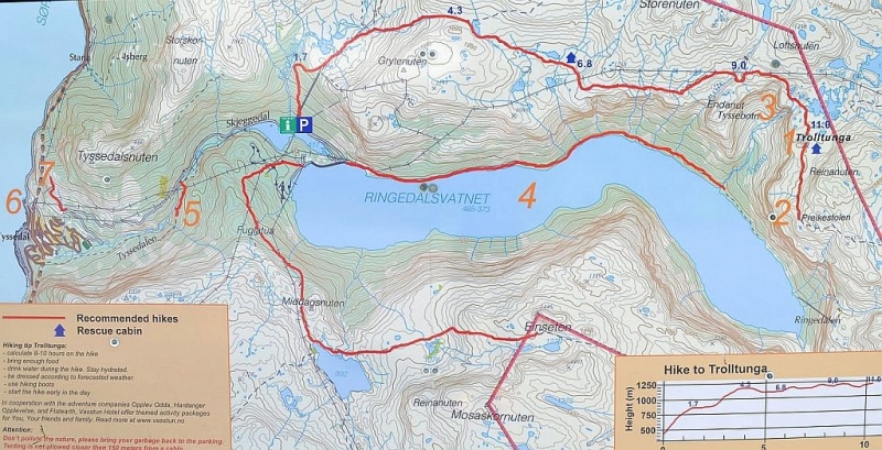 Trolltungan reittikartta