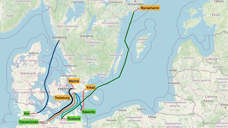 Laivayhteydet Ruotsista Saksaan