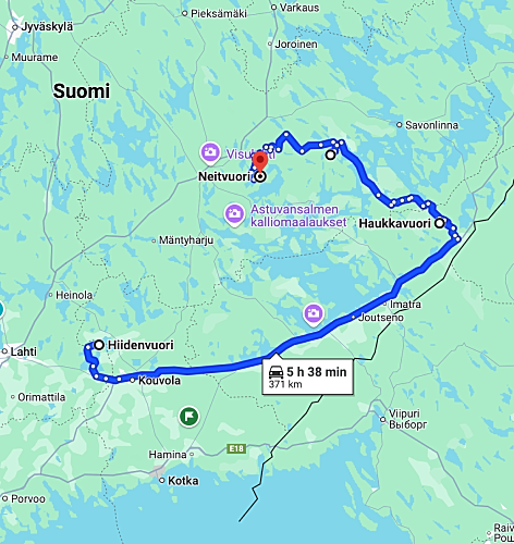 Itä-Suomen näköalapaikat kartalla.