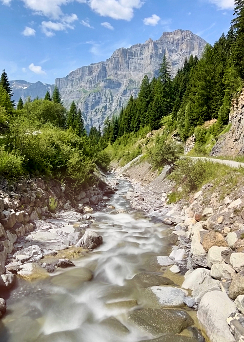 Leukerbad koski mtb-reitin varrella.